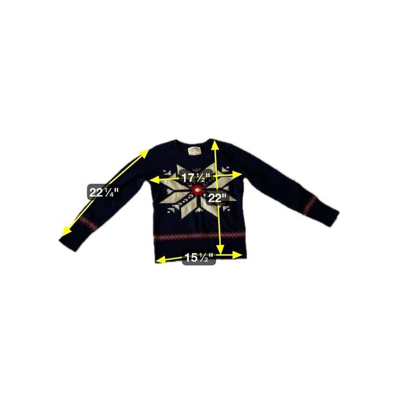 Cambridge Dry Goods Navy Blue Lambswool Blend Sweater M Snowflake Pattern Womens - Picture 7 of 7